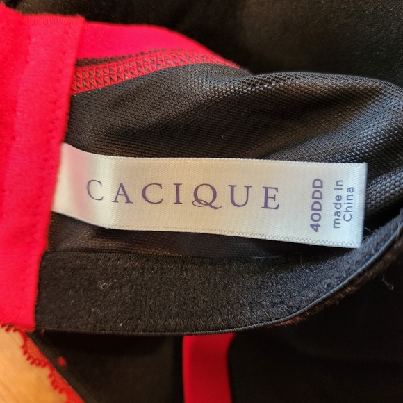 Cacique Boost Balconette Bra Black and Red Floral Size 40DDD - Picture 3 of 5